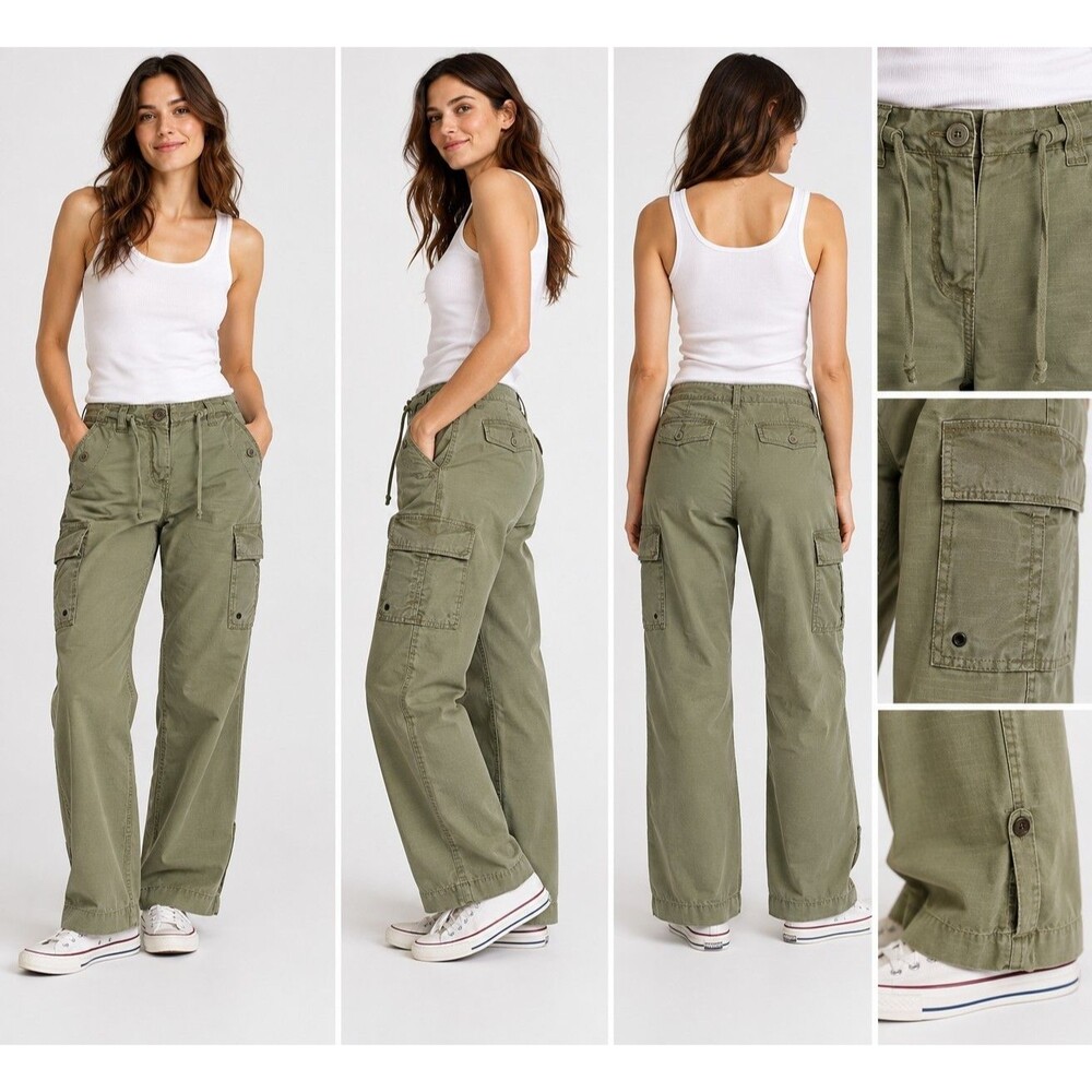 J.Crew Size 6 Broken-In Chino Cargo Pants City Fit Dusty Green 100% Cotton